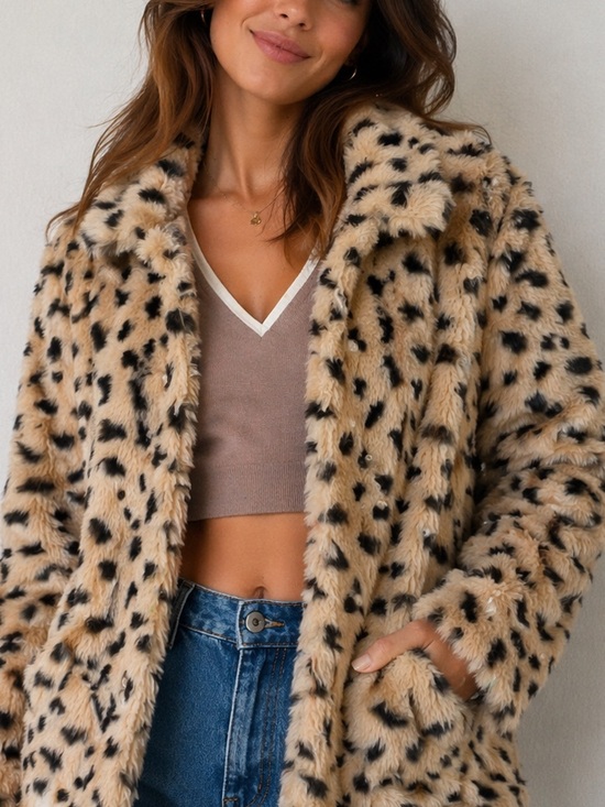 H&M Jackets & Blazers - H&M Cream and Black Teddy Leopard Jacket NWT
